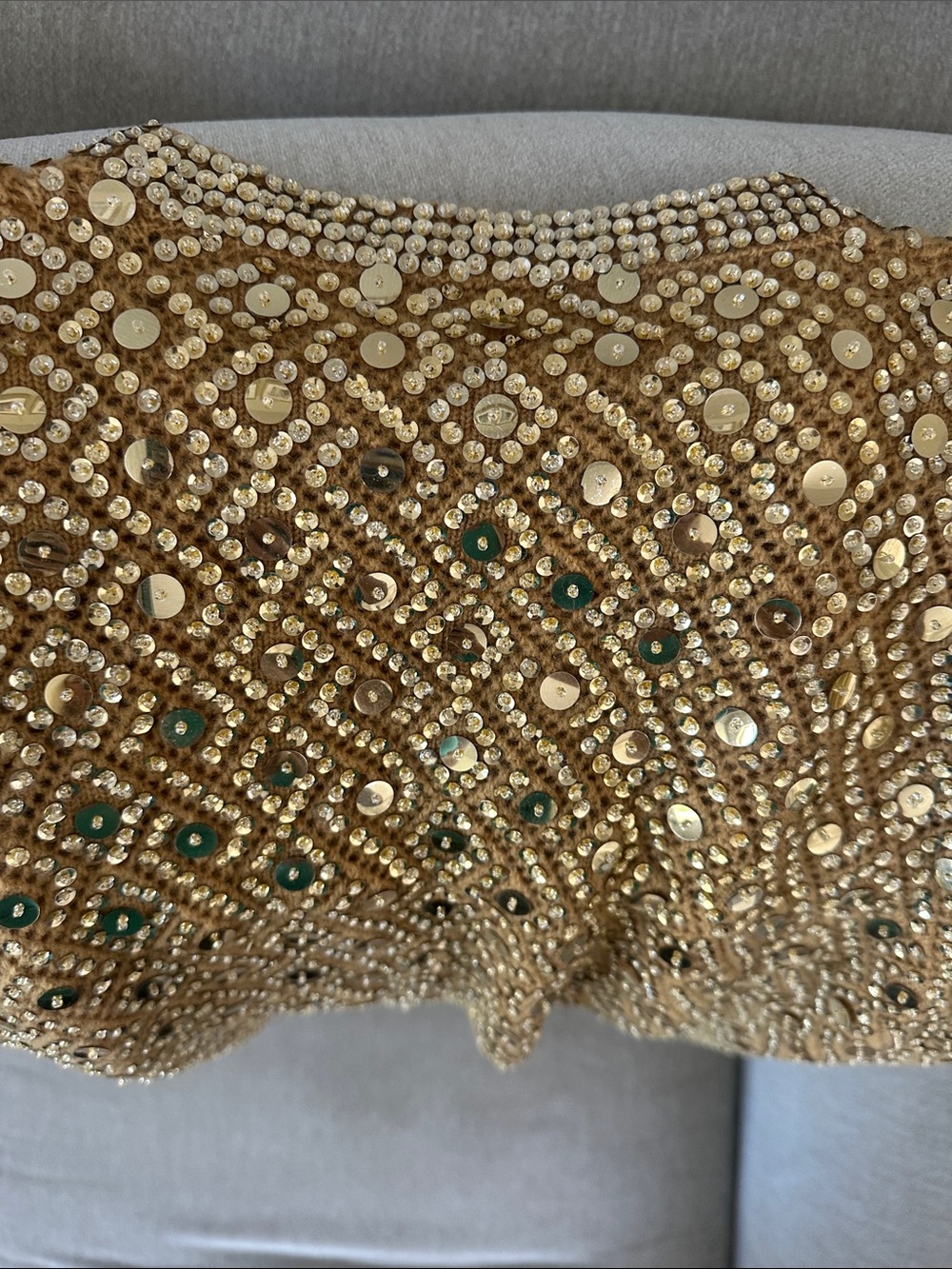 Embellished Gold Sequin Women's Cardigan Sweater - Picture 10 of 11